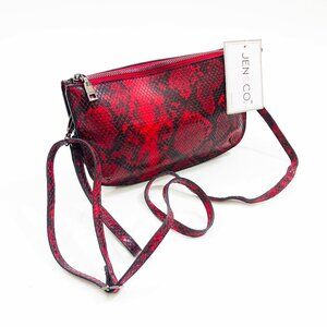 NWT Jen & Co Riley Crossbody Clutch Bag Red & Black 8x5x1.5 inches